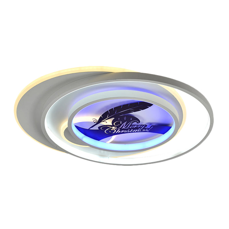 Modern White Flush Light Fixture: Led Acrylic Flushmount Lamp With Elegant Patterns - Flower Deer