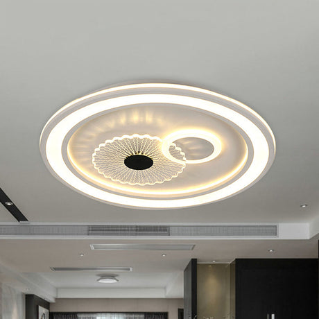 Contemporary White Led Flushmount For Bedroom With Acrylic Shade