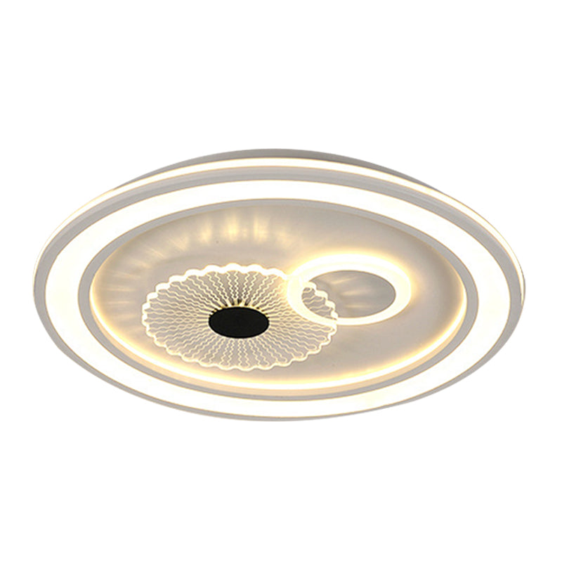 Contemporary White Led Flushmount For Bedroom With Acrylic Shade
