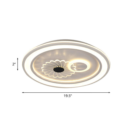 Contemporary White Led Flushmount For Bedroom With Acrylic Shade