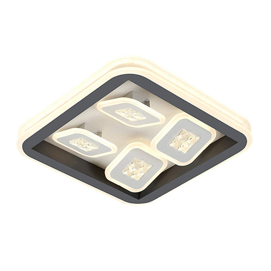 Modern Black Flush Mount Led Light Fixture With Acrylic Square Design