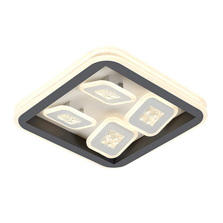 Modern Black Flush Mount Led Light Fixture With Acrylic Square Design