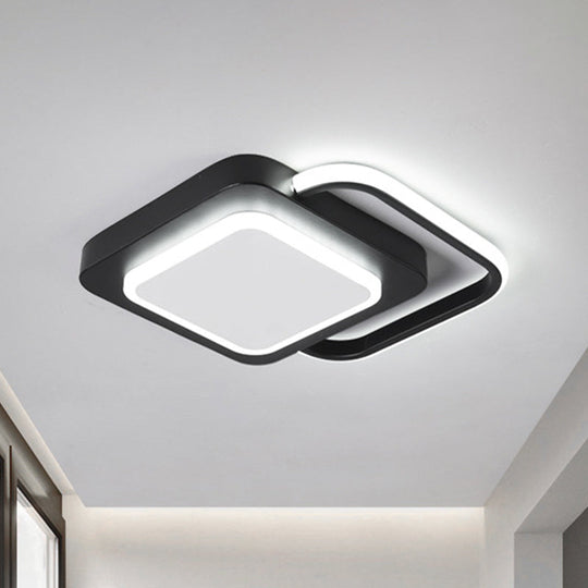 Minimalist Metal Rhombus Led Flush Ceiling Lamp - Black With White/Warm Light (Customizable In 15