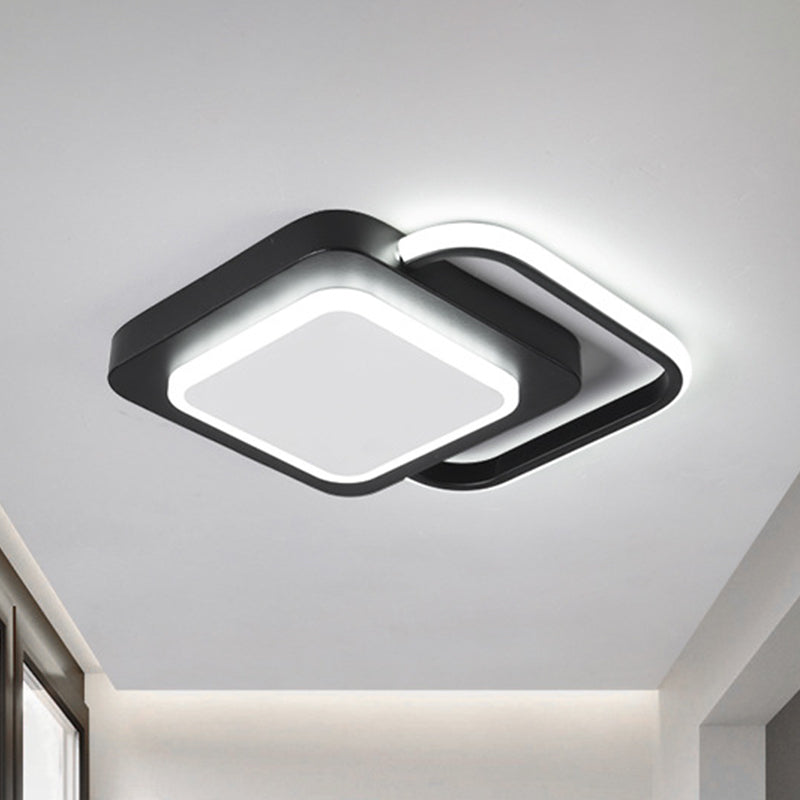 Minimalist Metal Rhombus Led Flush Ceiling Lamp - Black With White/Warm Light (Customizable In 15