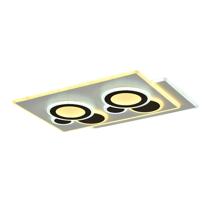 Modern Acrylic Led Flush Light In Black And White Round/Oval/Rectangle Shape - Perfect For Bedrooms