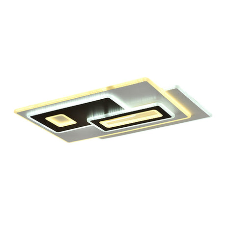 Modern Acrylic Led Flush Light In Black And White Round/Oval/Rectangle Shape - Perfect For Bedrooms