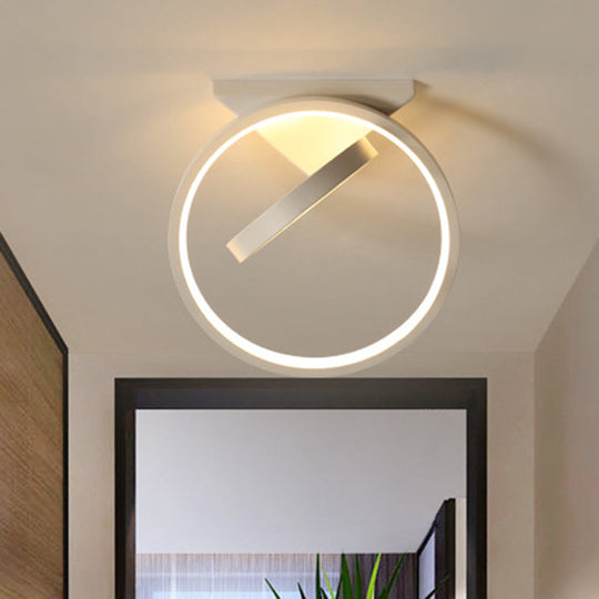 Dual Ring Led Flushmount Ceiling Light - White/Black Simplicity Design Ideal For Hallways White/Warm