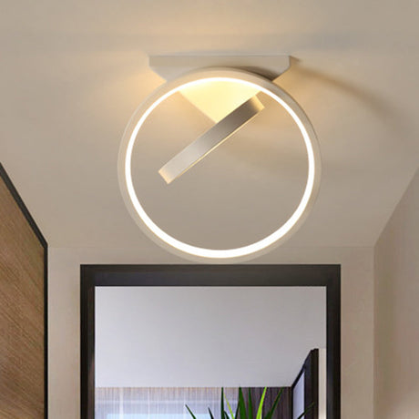 Dual Ring Led Flushmount Ceiling Light - White/Black Simplicity Design Ideal For Hallways White/Warm