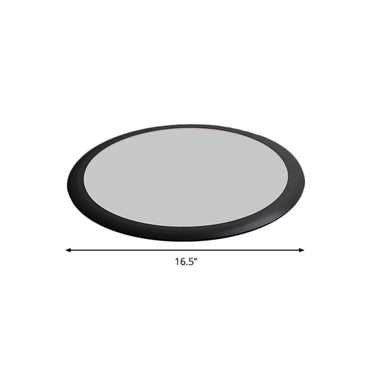 Minimalist Led Black Flush Ceiling Light With Metallic Round Mount White/Warm Options