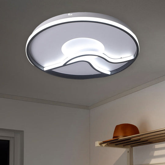 Modern Led Flush Mount Ceiling Light - Metal Minimalist Bedroom Fixture In Black White Or Warm