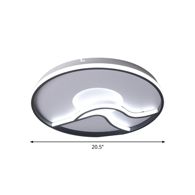 Modern Led Flush Mount Ceiling Light - Metal Minimalist Bedroom Fixture In Black White Or Warm