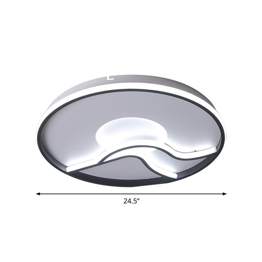 Modern Led Flush Mount Ceiling Light - Metal Minimalist Bedroom Fixture In Black White Or Warm