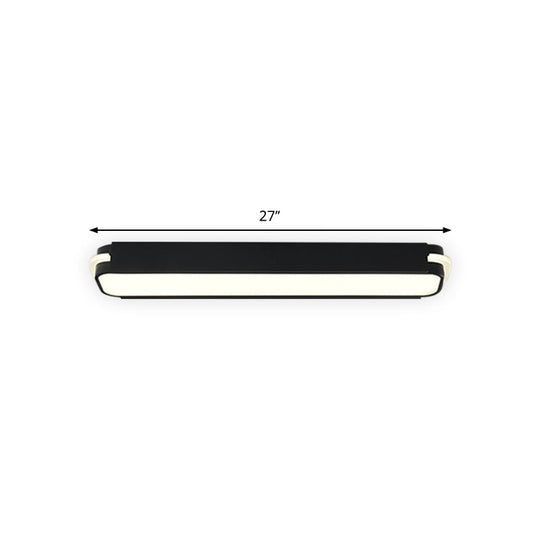 Modern Led Black Flushmount Ceiling Light Fixture - Metallic Rectangle 19’/27’/34.5’ Long White/Warm