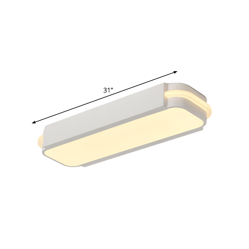 Minimalist Led White Flush Mount Light Fixture In White/Warm Rectangle Metal Multiple Sizes
