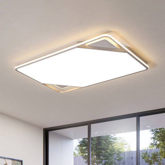 Simplicity Led Metal Flushmount Ceiling Light In White With Warm /