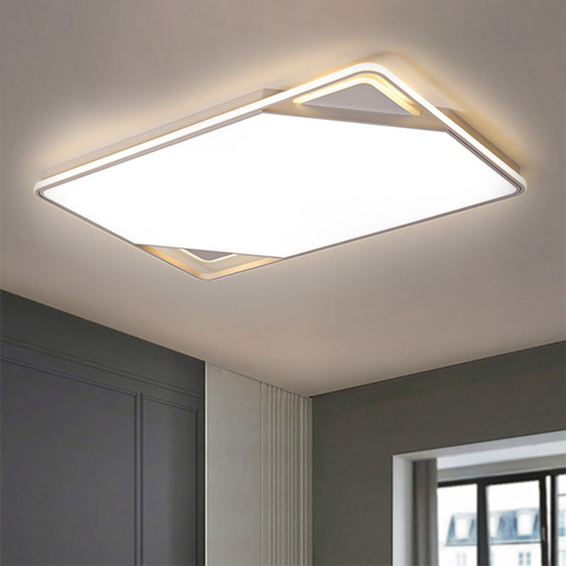 Simplicity Led Metal Flushmount Ceiling Light In White With Warm