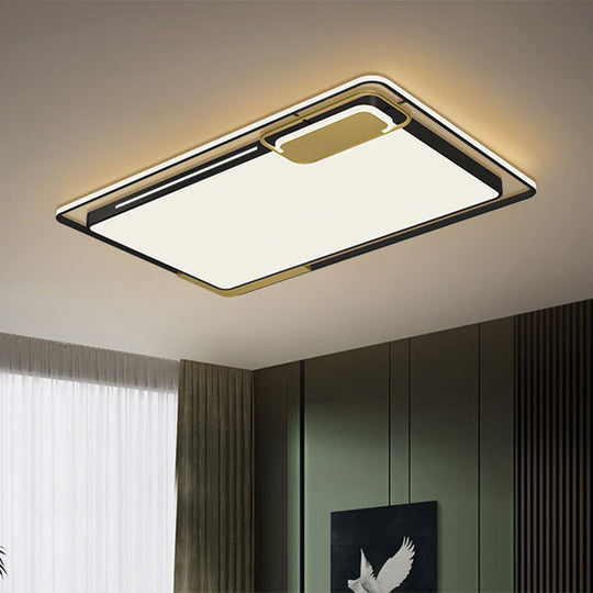 Modern Metal Led Ceiling Light In Black/Gold With White/Warm Glow For Living Room Black-Gold / Warm