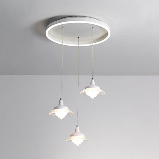 White Urn Multi-Pendant Led Ceiling Fixture Modernistic Design 3 Lights White/Warm Light