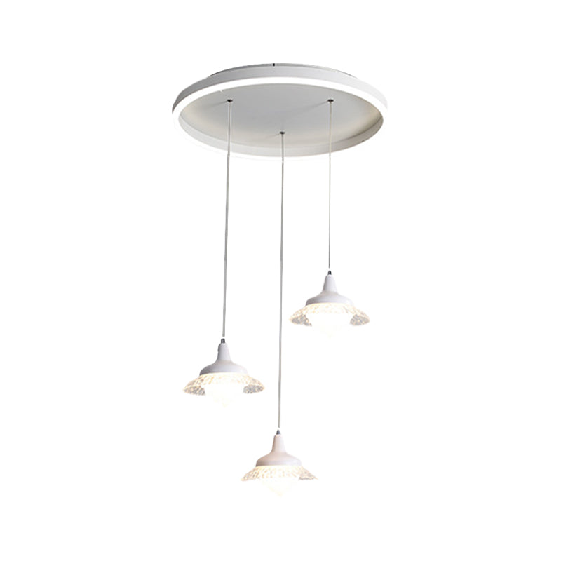White Urn Multi-Pendant Led Ceiling Fixture Modernistic Design 3 Lights White/Warm Light