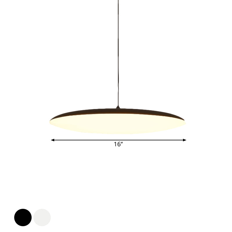 Sleek Led Bedroom Hanging Light Kit With Stylish White/Black Finish Pendant Lamp. Featuring Round