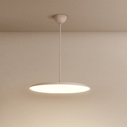 Led Bedroom Hanging Pendant Light Kit - Simple White/Black Finish With Acrylic Shade In White/Warm