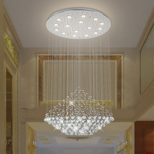 Led Multi Pendant Chrome Crystal Orb Light - Modern Stylish Diamond Shaped Ceiling Hanging Fixture