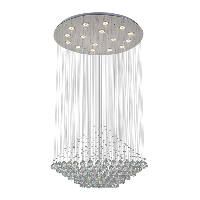 Led Multi Pendant Crystal Orb Hall Ceiling Light – Stylish Chrome Diamond Shaped Design