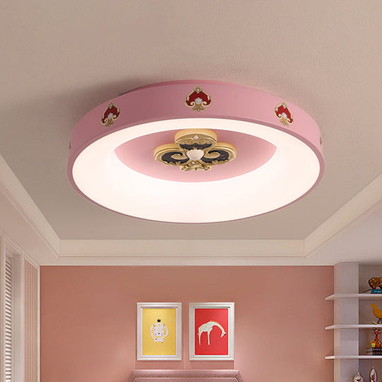 Metallic Pink Led Flushmount Ceiling Light For Girls’ Bedroom