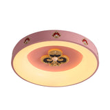 Metallic Pink Led Flushmount Ceiling Light For Girls Bedroom