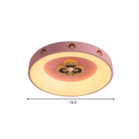 Metallic Pink Led Flushmount Ceiling Light For Girls’ Bedroom