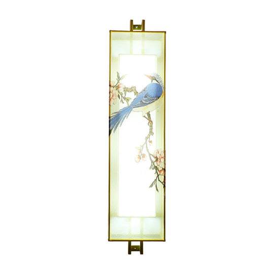 Chinese Style Gold Bird & Branch Mural Led Wall Lamp