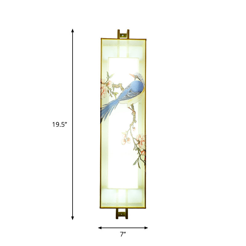 Chinese Style Gold Bird & Branch Mural Led Wall Lamp