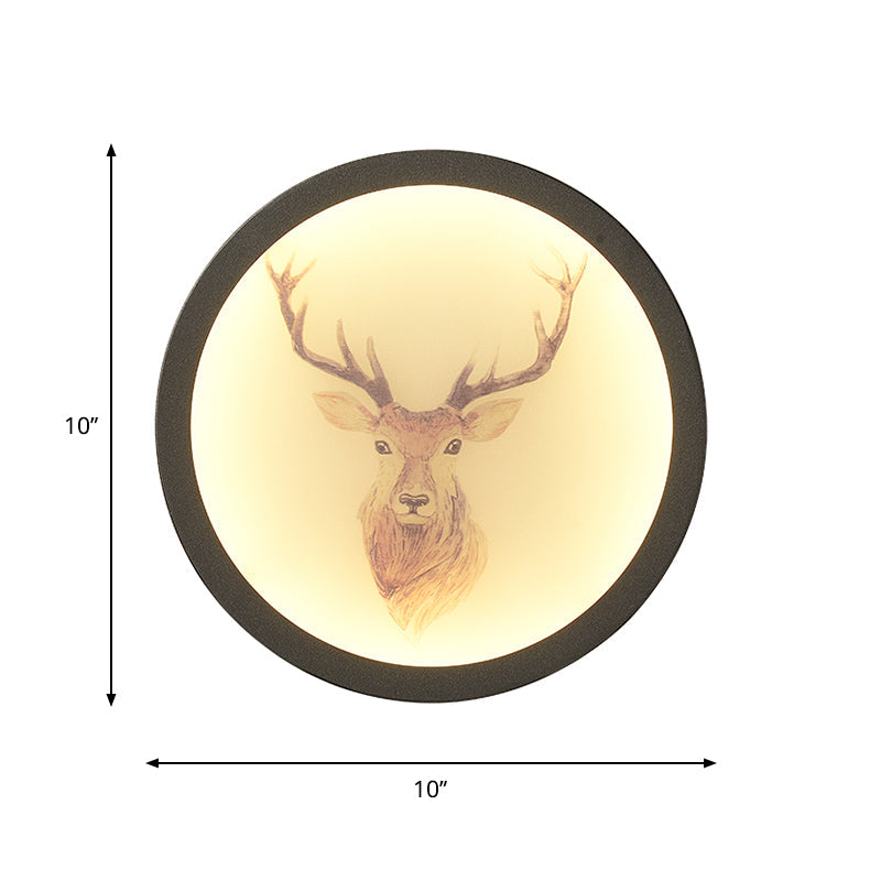 Led Elk Deer Acrylic Wall Mounted Light - Contemporary Style White Circular Design