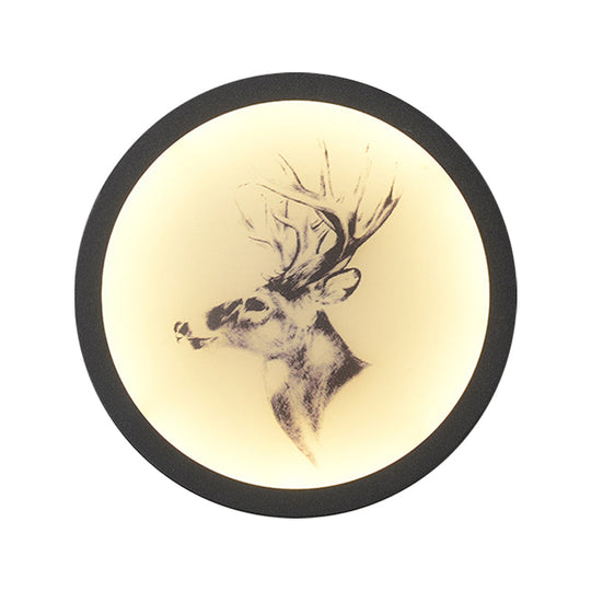 Led Elk Deer Acrylic Wall Mounted Light - Contemporary Style White Circular Design