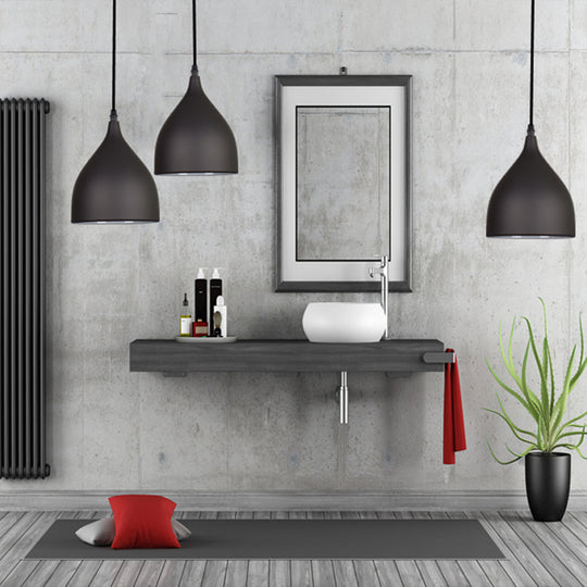 Modern Metal Dome Pendant Ceiling Light - 6.5’/10’/12’ Wide 1 Black/White/Red Suspended