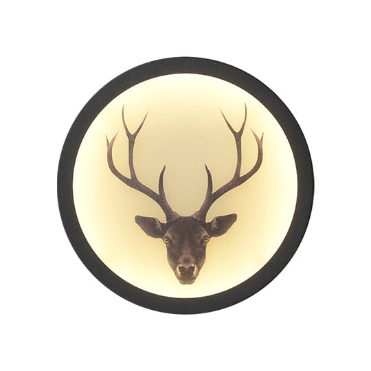 Led Elk Deer Acrylic Wall Mounted Light - Contemporary Style White Circular Design