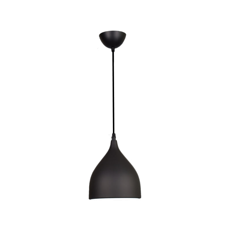 Modern Metal Dome Pendant Ceiling Light - 6.5’/10’/12’ Wide 1 Black/White/Red Suspended