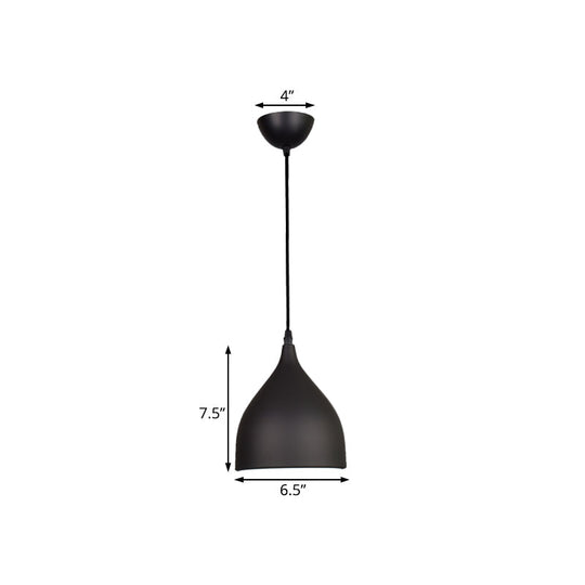Modern Metal Dome Pendant Ceiling Light - 6.5/10/12 Width 1 Black/White/Red Suspension