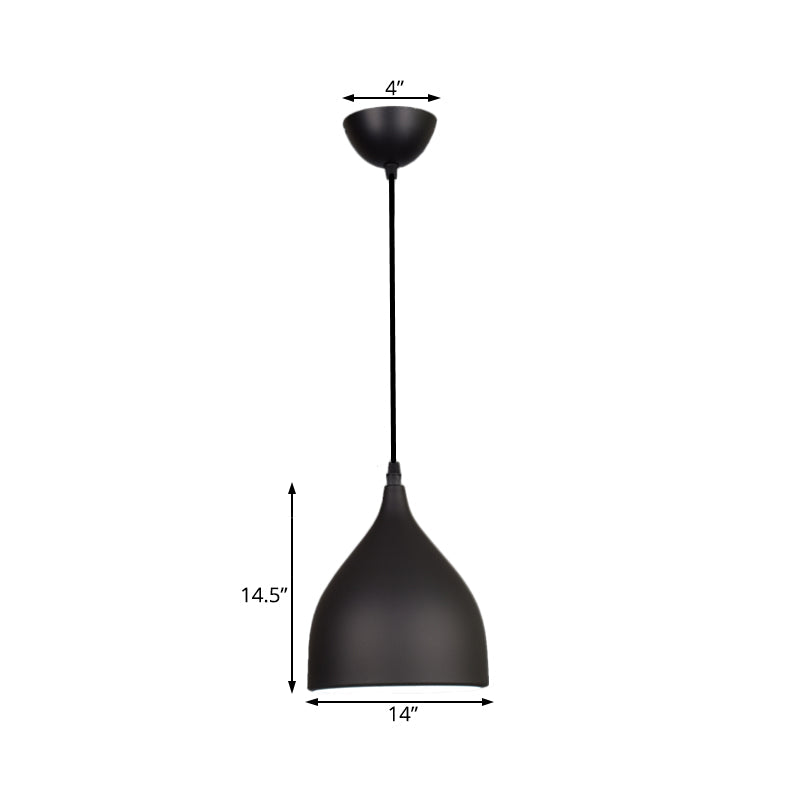 Modern Metal Dome Pendant Ceiling Light - 6.5’/10’/12’ Wide 1 Black/White/Red Suspended