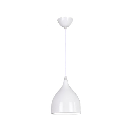 Modern Metal Dome Pendant Ceiling Light - 6.5’/10’/12’ Wide 1 Black/White/Red Suspended