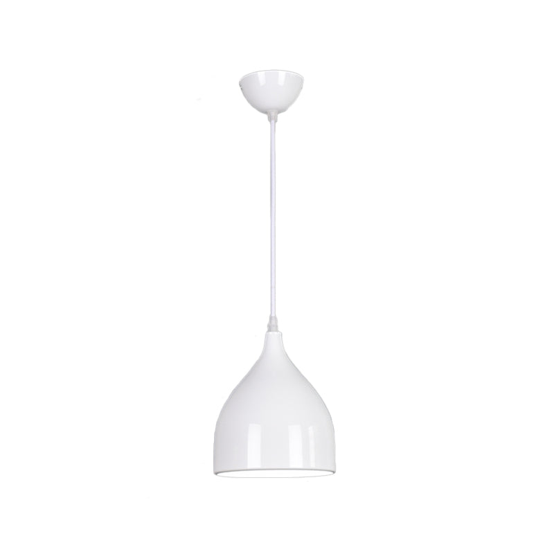 Modern Metal Dome Pendant Ceiling Light - 6.5/10/12 Width 1 Black/White/Red Suspension