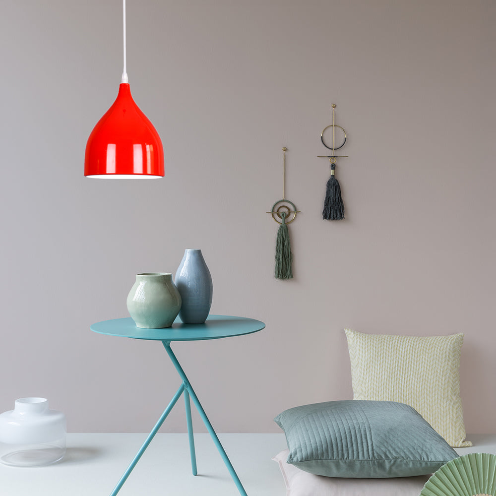 Modern Metal Dome Pendant Ceiling Light - 6.5/10/12 Width 1 Black/White/Red Suspension