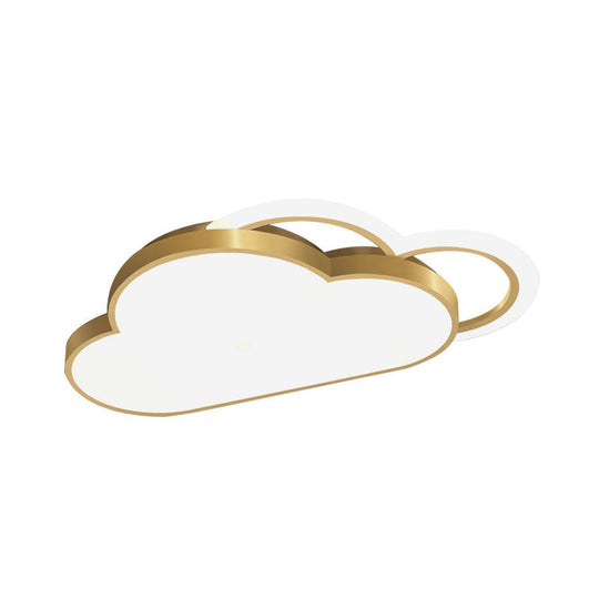 Gold Acrylic Led Bedroom Ceiling Flush Mount With Simplicity Cloud Shape