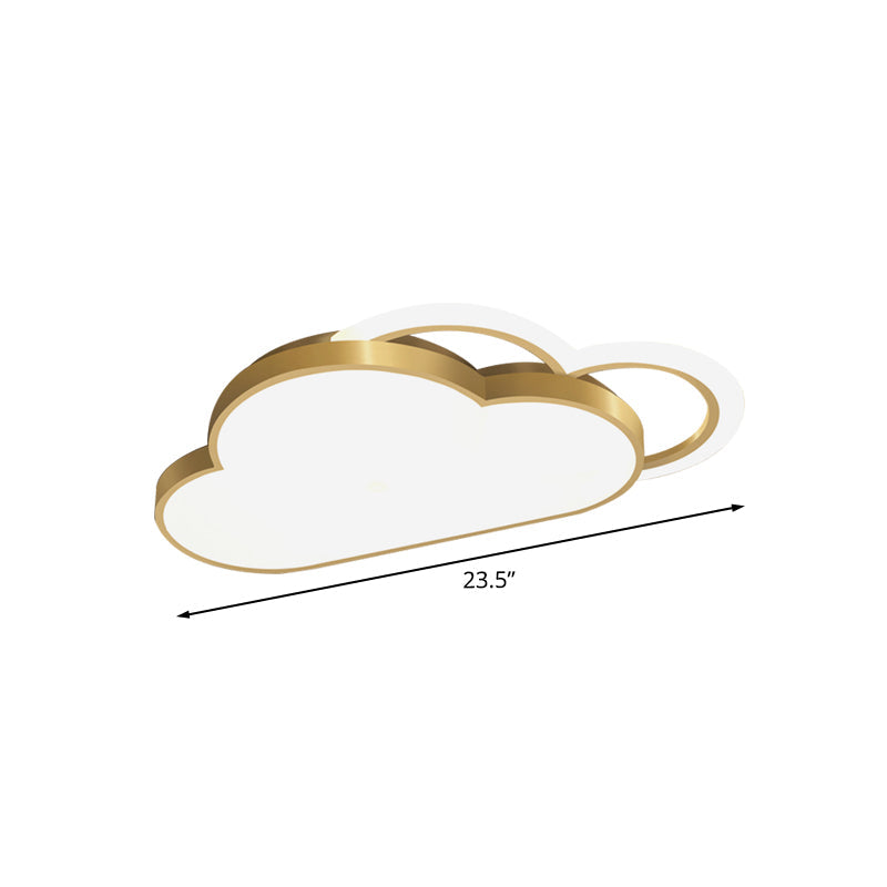 Gold Acrylic Led Bedroom Ceiling Flush Mount With Simplicity Cloud Shape