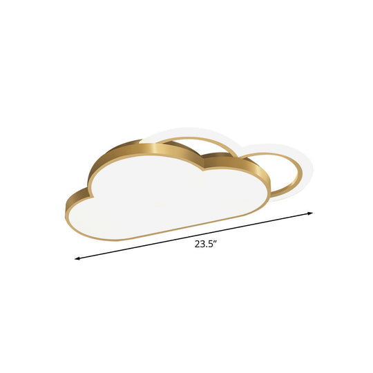 Gold Acrylic Led Bedroom Ceiling Flush Mount With Simplicity Cloud Shape