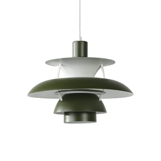 Macaron Style Aluminum Pendant Light With Flared Shade - 3 Layers 1 Black/Gray 12’/16’ Wide