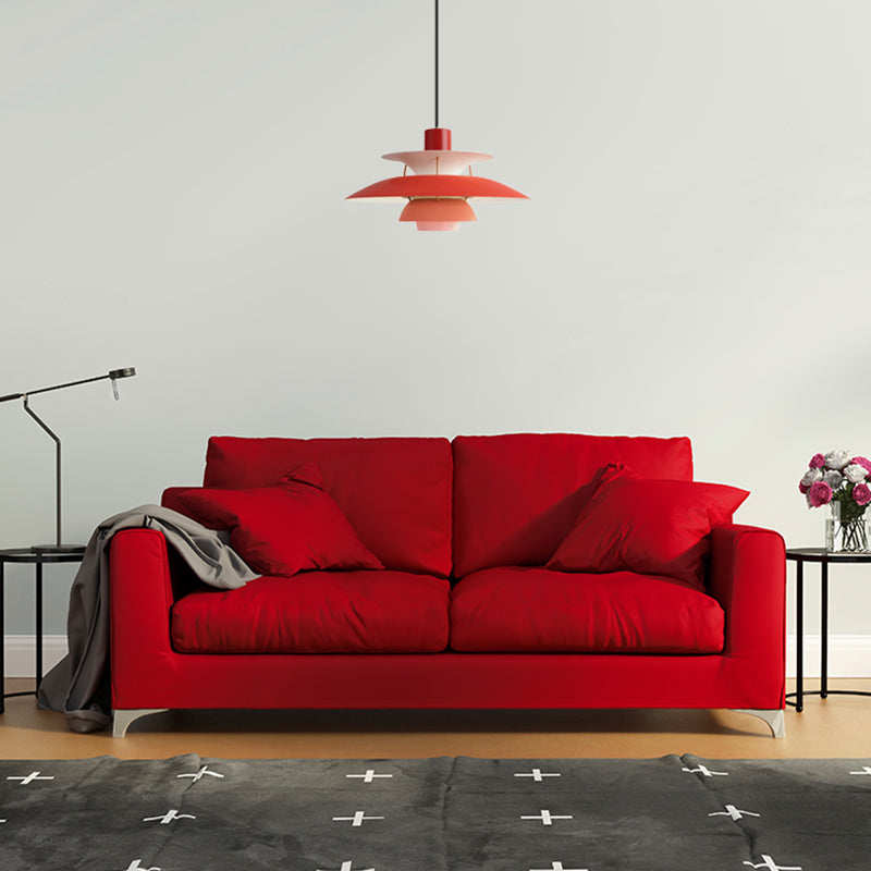 Macaron Style 3-Layer Pendant Light With Flared Shade - Aluminum 1 Black/Gray