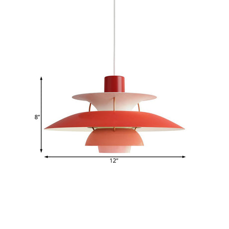 Macaron Style 3-Layer Pendant Light With Flared Shade - Aluminum 1 Black/Gray