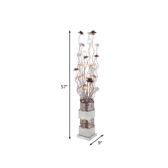 Curved Stick Led Floor Lamp In Warm/White Light - Modern Aluminum Bloom Design For Art Decor And