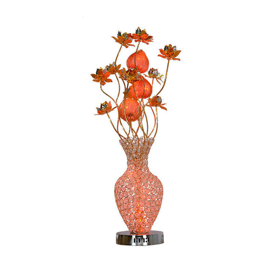 Aubrey - Gold Led Table Lighting Art Decor Crystal Embedded Pineapple-Like Blossom Nightstand Lamp